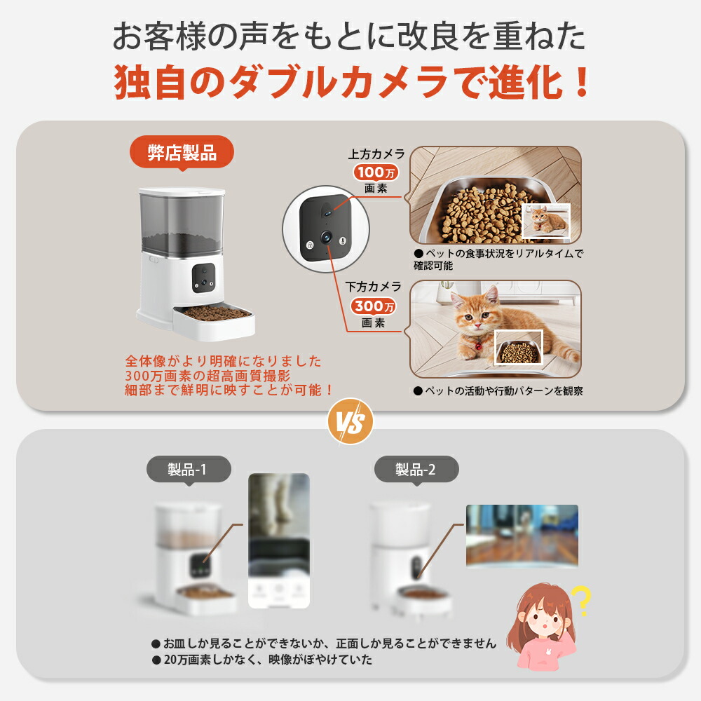 最新ダブルカメラ】 自動給餌器 猫 カメラ付き ダブルカメラ