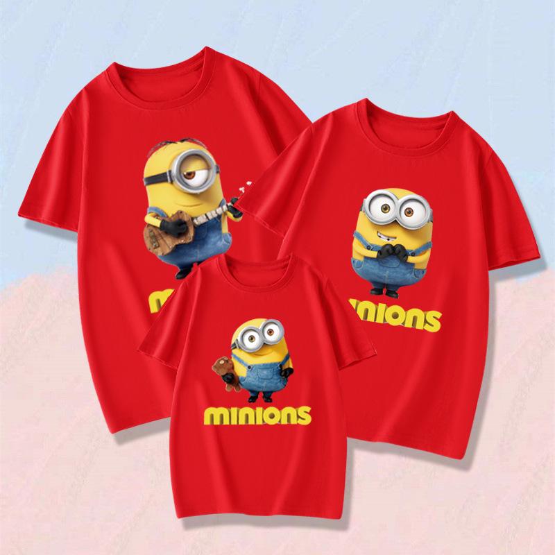 Tシャツ 親子ペア ミニオン tシャツ 半袖 トップス 大人用 子供 親子お揃い カップル ご夫婦揃い ペアルック 家族オソロ服 親子セットペア ペア 新作 親子ペアルック Tシャツ 半袖 ミニオン 怪盗グルーの