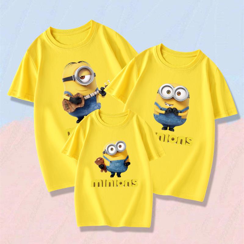 Tシャツ 親子ペア ミニオン tシャツ 半袖 トップス 大人用 子供 親子お揃い カップル ご夫婦揃い ペアルック 家族オソロ服 親子セットペア ペア 新作 親子ペアルック Tシャツ 半袖 ミニオン 怪盗グルーの