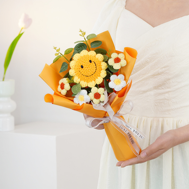 スーパー 人形の花束 ぬいぐるみ ひまわり 編み物 記念日 プレゼント