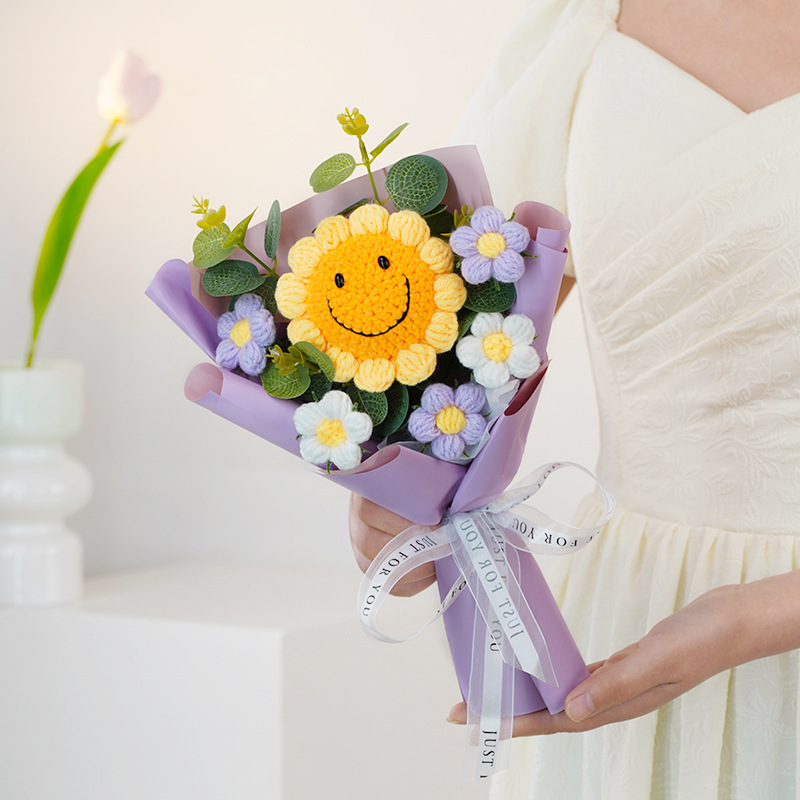 スーパー 人形の花束 ぬいぐるみ ひまわり 編み物 記念日 プレゼント