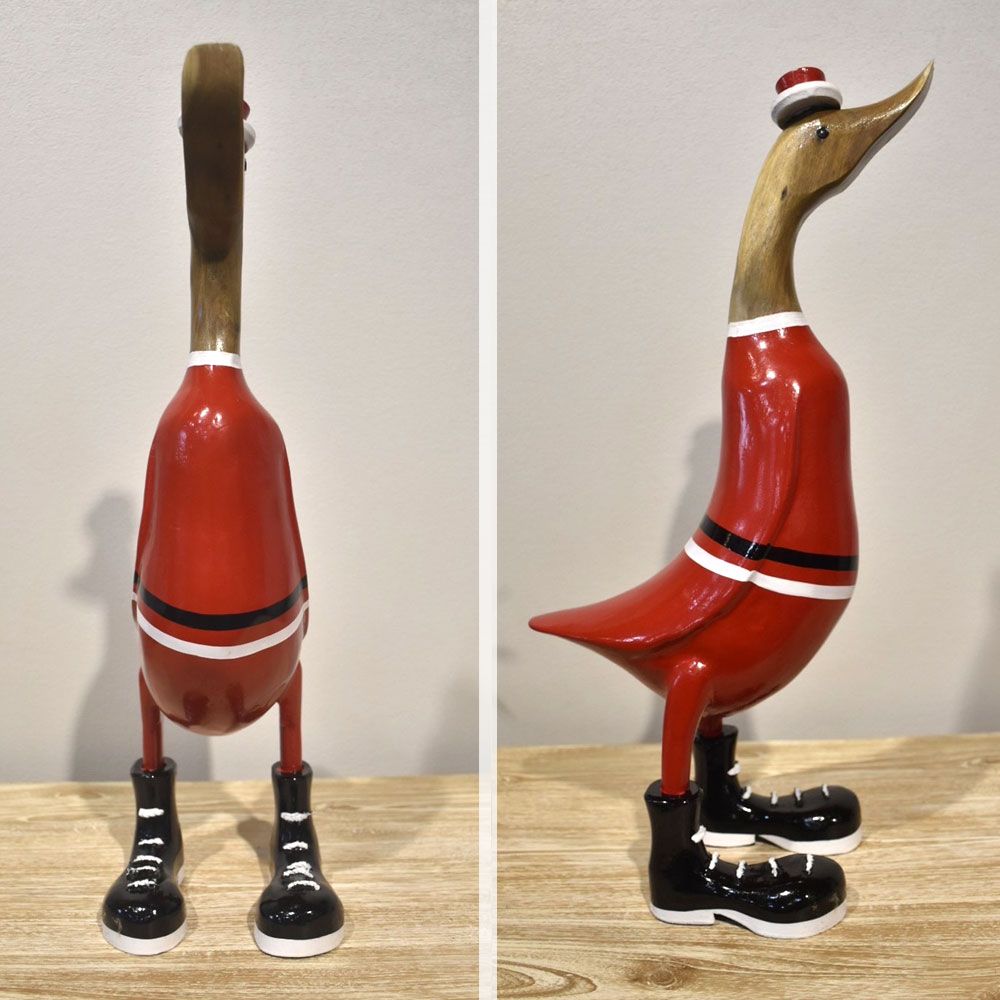 あひるサンタクロース[Lサイズ] クリスマス オブジェ 置物 飾り 木彫り