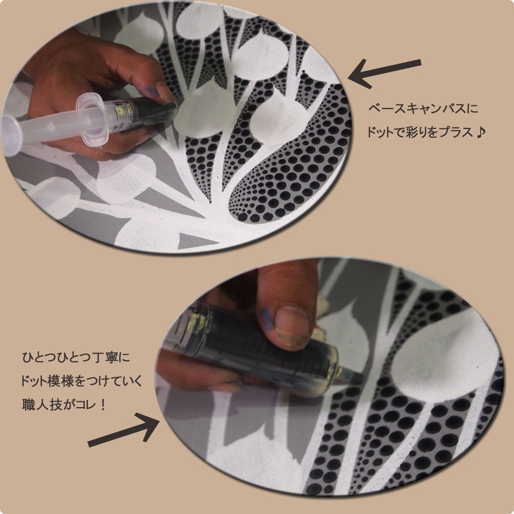 バリ絵画 バリ ドットアート バリアート バリ島 絵画 アジアン雑貨 インテリア ドットアート 南国 玄関 壁掛け 新築祝い おしゃれ モダン 大きめ ウブド 花の絵 フラワー 植物 葉