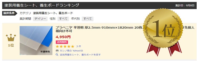 プラベニヤ 半透明 厚2.5mm 910mm×1820mm 20枚入梱包 / 養生 シート 壁 床 引越し 下敷き材 窓 目隠し 台風 断熱 結露  防寒 プラダン プラベニア :YY-00021:カンノ商会 Yahoo!店 - 通販 - Yahoo!ショッピング