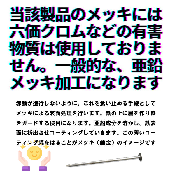 亜鉛メッキ製の告知