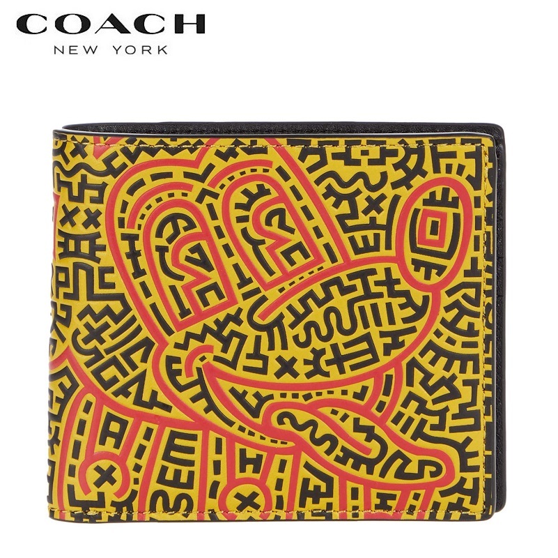 COACH Disney ビルフォールド ミッキー ミニウォレット シグネチャー-