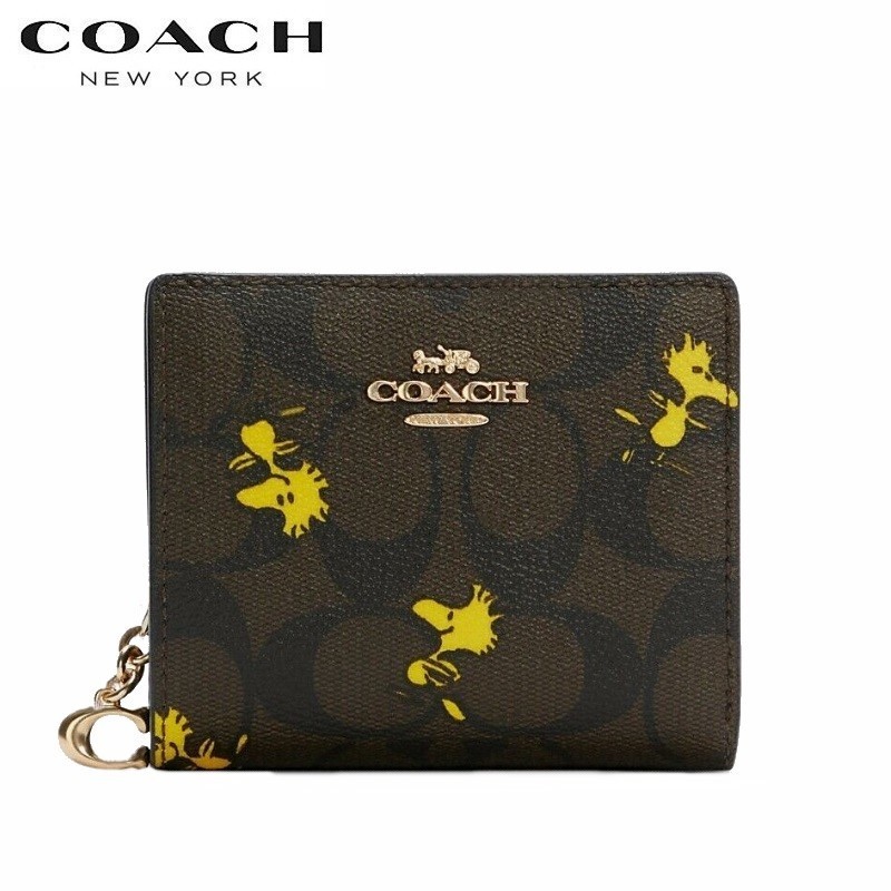 COACHコーチ×PEANUTS スナップウォレット ウッドストック柄財布 新品-