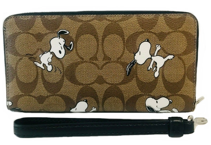 コーチ 新作セール ピーナッツ コラボ 長財布 COACH X PEANUTS ロング ジップ アラウンド ウォレット シグネチャー キャンバス  スヌーピー