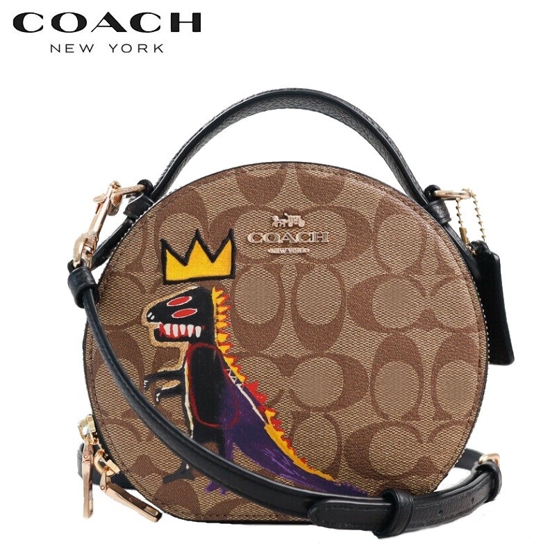 ◇COACH◇二つ折り財布 バスキア コラボ シグネチャー 恐竜 王冠 