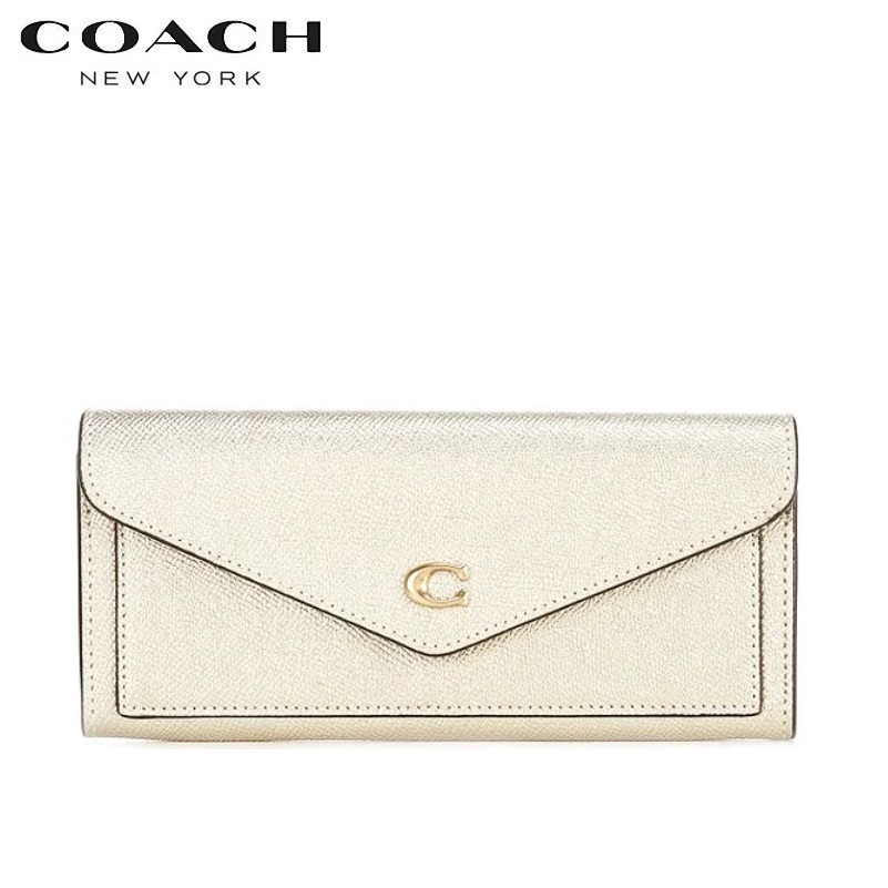 コーチ COACH 最強金運アップのゴールド色 開運財布セール コーチ 長財布 メタリック レザー ウィン ソフト ウォレット メタリック ソフト  ゴールド 正規品