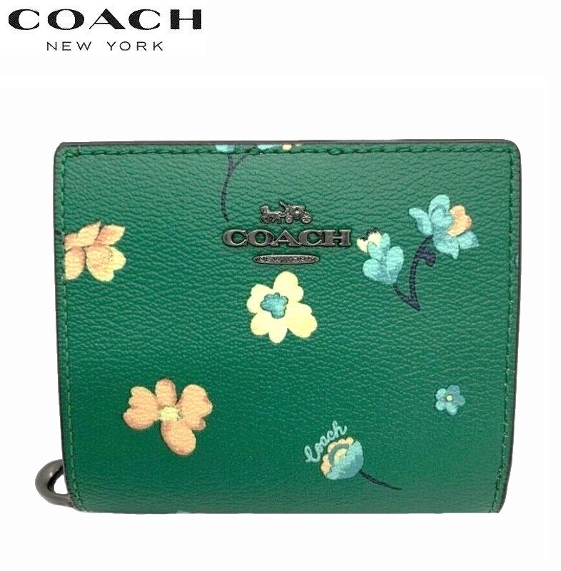 【良品】コーチ アクセサリーポーチ レザー 緑 グリーン 5052 B3 良品】コーチ アクセサリーポーチ レザー 緑 グリーン 5052 B3