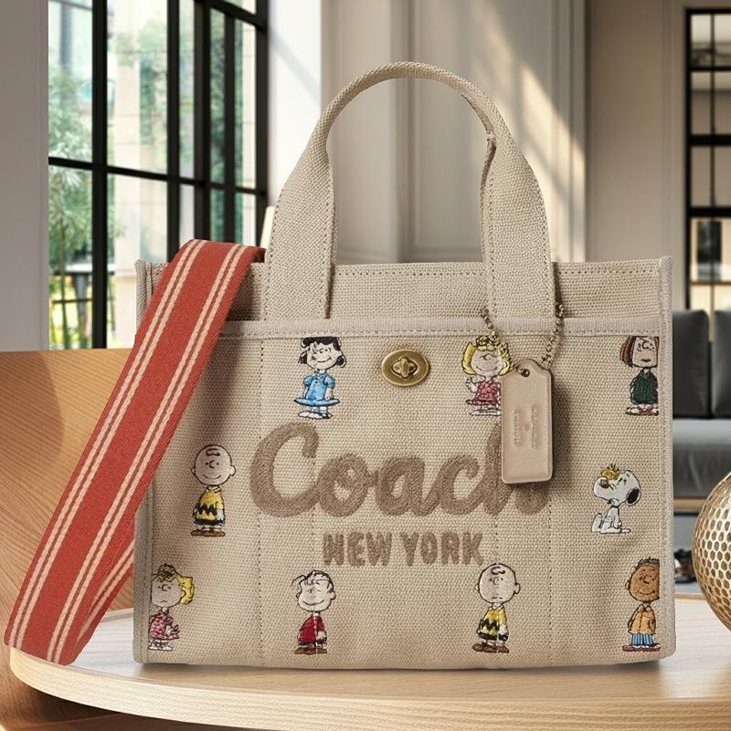 COACH スヌーピー パッチ バッグ コーチ バッグ COACH コーティングキャンバス ぺブルレザー