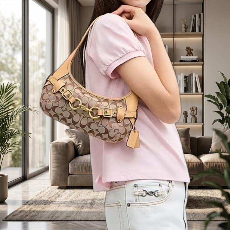 COACH コーチ シグネチャー ショルダーバッグCEN87 SV/BN COACH（コーチ） バッグ 新作 CEN87 ブティックライン 2026新作 エルゴ