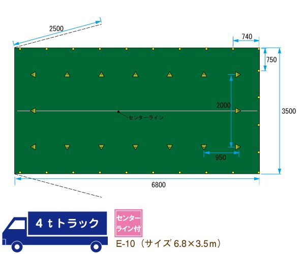 消費税無し アクセサリ ハトメ付 サイズ カラー シート オーダー トラック E-50 トラックシート ワイドロング 帆布 平シート  8.0ｍ×3.8ｍ グリーン ゴムバンド付 カバー 緑 4t 防水 おすすめ 荷台 車用品