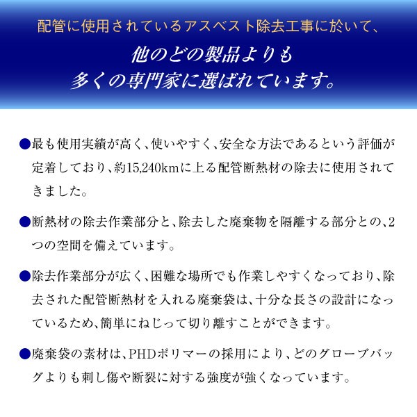 アスベスト 処理 グローブバッグ 直径25cmまで 20枚入 石綿除去 縦パイプ用 配管断熱材 工事 手袋付 ポリエチレン ポリシート 養生 掃除