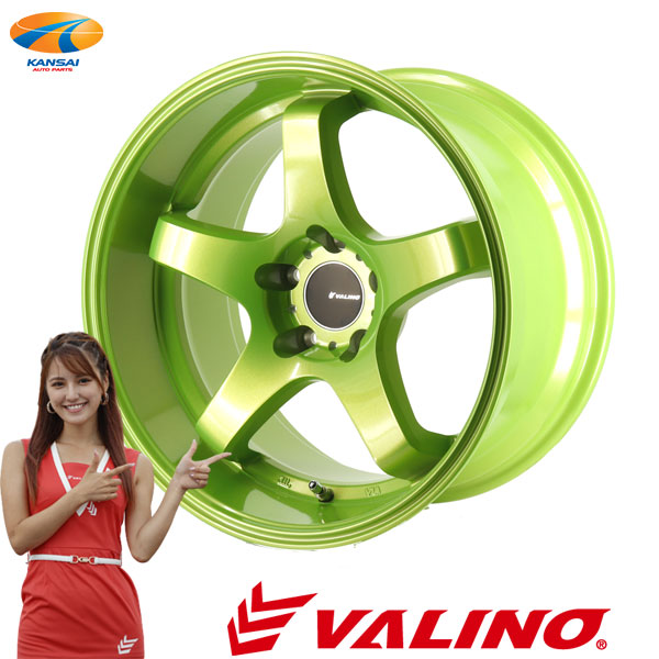 VALINO ヴァリノ 武将×Advanti RACING GV117D ホイール 18インチｘ9.5J  5H 114.3 +12 ライムグリーンメタリック 2本