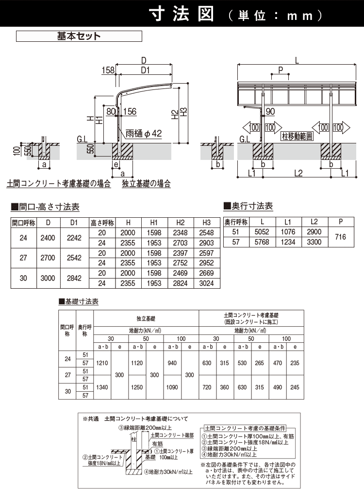 カーポート 1台用 YKK アリュースキャップ 間口2.4m×奥行5.7m 57-24