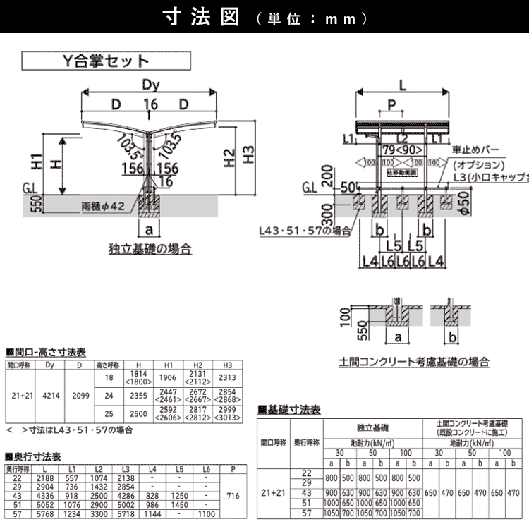 サイクルポート YKK アリュースミニ 間口4.2m×奥行2.9m Y29-21・21 600