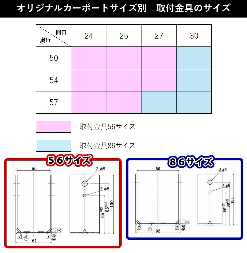 カーポート用サポート柱 カーポート サポート柱 補助柱 着脱式 着脱 1本入 標準