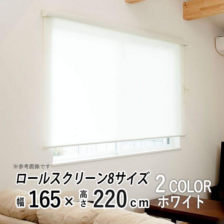 ロールスクリーン ロールカーテン ブラインド おしゃれ エクシヴ 規格サイズ エクシブ シェード 幅165cm × 長さ220cm プレーンタイプ ホワイト | フルネス