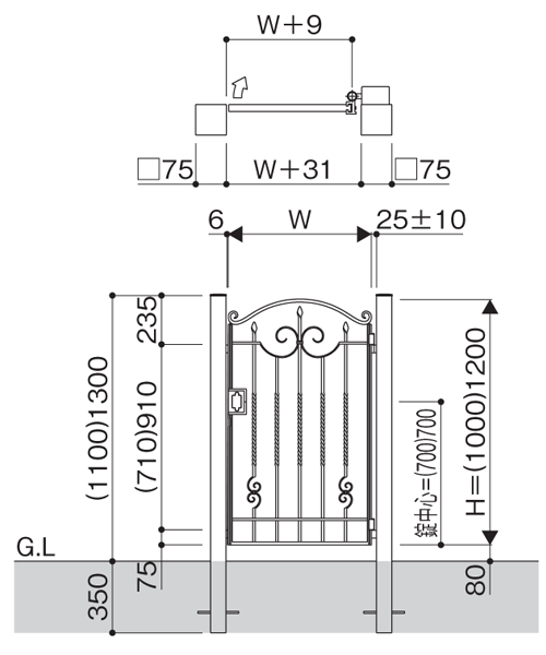トラディシオン門扉寸法図(共通です)