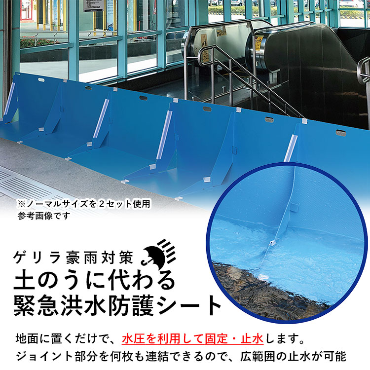 地面に置くだけで、水圧を利用して固定・止水します