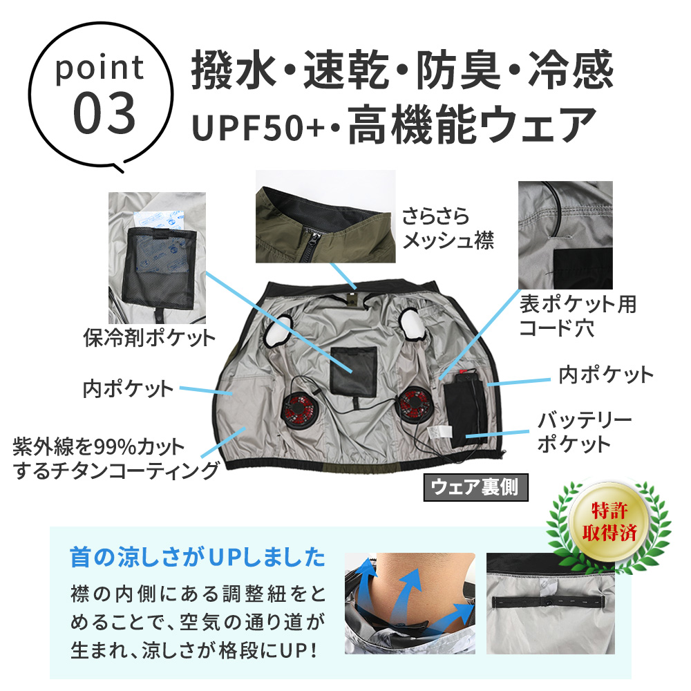 空調作業服 空調ウェア フルセット 半袖 ファン付き バッテリー 30V