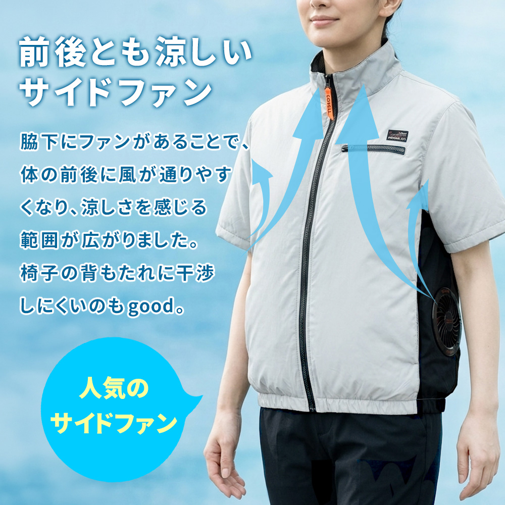空調作業服 空調ウェア フルセット 半袖 ファン付き バッテリー 30V