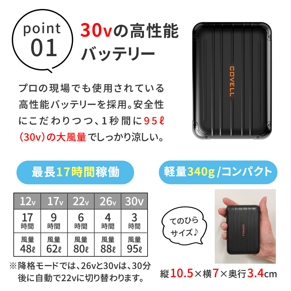 空調作業服 空調 ベスト ウェア フルセット ファン付き バッテリー 30V