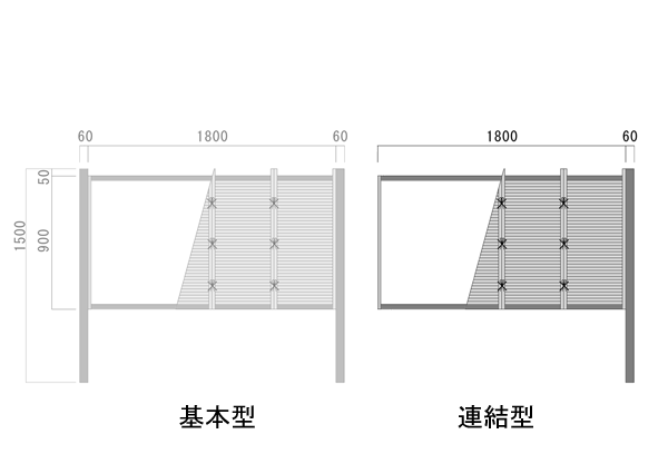 竹垣_寸法図