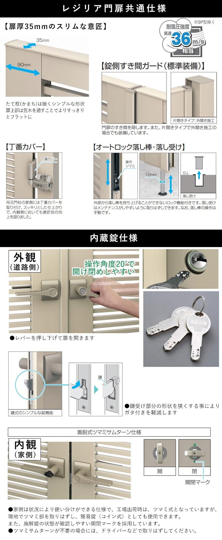 レジリアシリーズ共通仕様