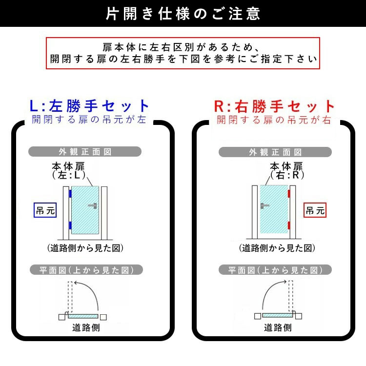 開き指定(片開き)
