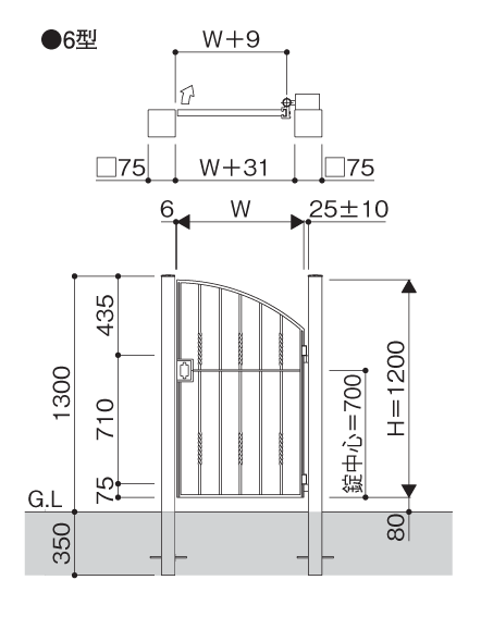 トラディシオ６型門扉寸法図(共通です)
