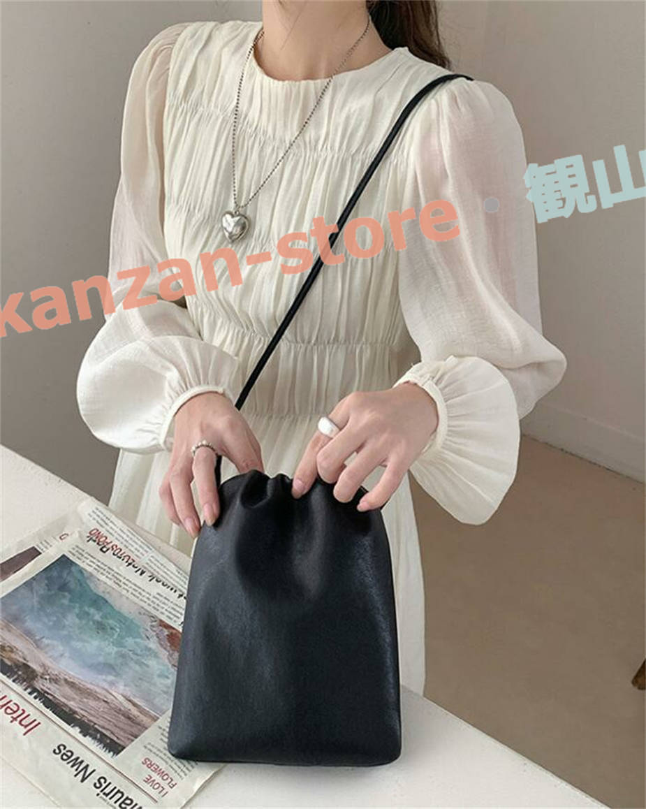 本革 ショルダーバッグ レディース 巾着バッグ スマホショルダー
