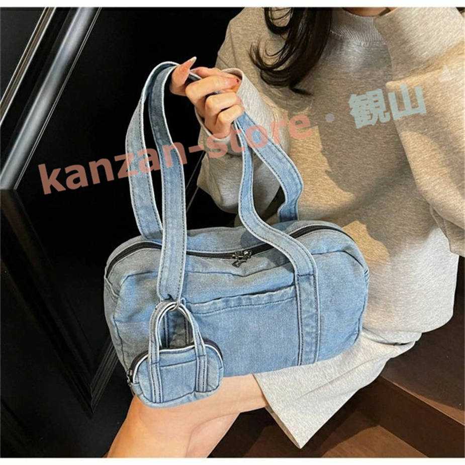 ショルダーバッグ デニム ボストンバッグ レディース肩掛けバッグ
