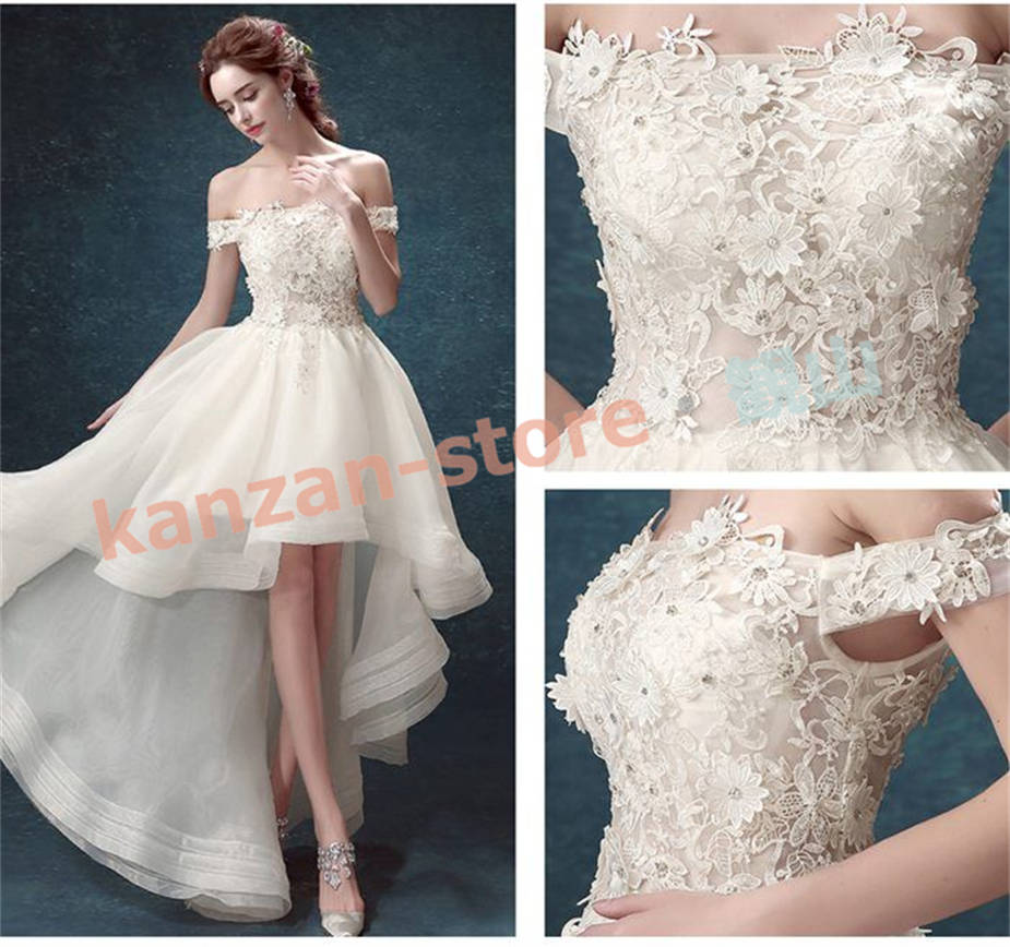 ドレス 二次会 トレーン レース 花嫁 アシンメトリー 長身