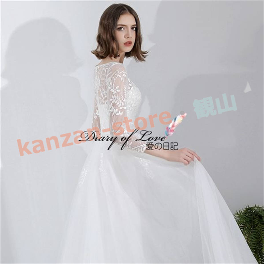 ウェディングドレス スレンダードレス 袖あり 二次会 白 ウエディング