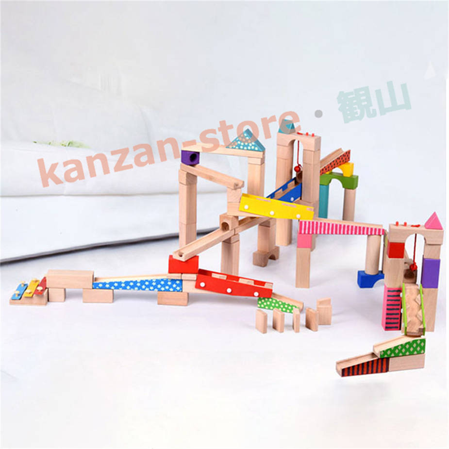 ビー玉 積み木 転がし ピタゴラスイッチ 木製 ブロック 玉の塔