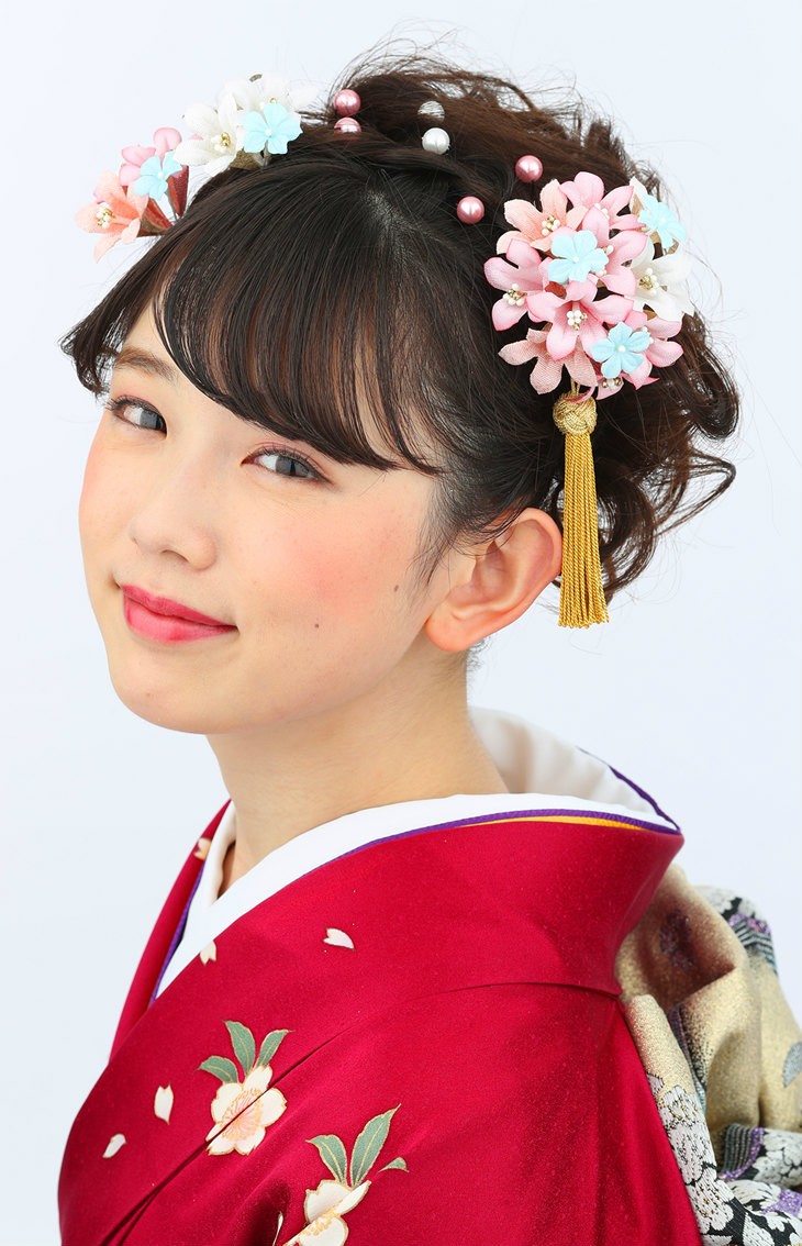 卒業式 袴 髪飾り 淡いピンク 百合 セット パールピン10本付 かんざし 