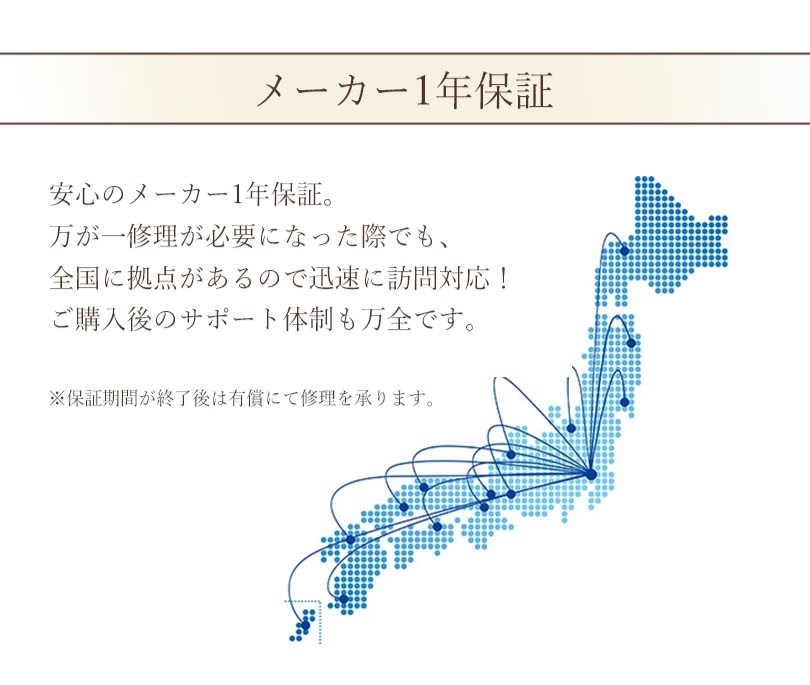 メーカー1年保証