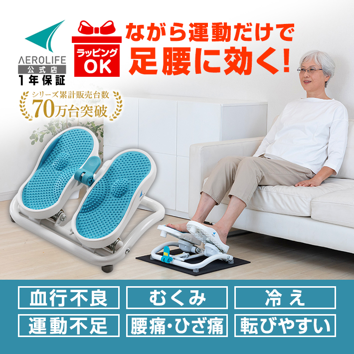 ステッパー モーションナビ 足踏み 健康器具 ダイエット 1年保証  足ふみ 運動器具 座ったまま ステップ エアロライフ 健康ステッパー 座ってできる 下半身強化｜karada-club