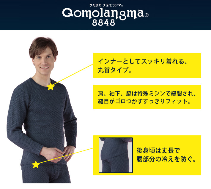 防寒肌着 チョモランマ ひだまり 紳士 丸首シャツ ヒートテック 紳士用 ネイビー M L LL 健繊 極み あったか インナー 下着  :QM92:カラダclub - 通販 - Yahoo!ショッピング