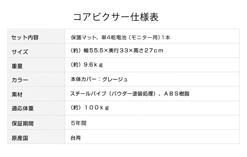 スペック表