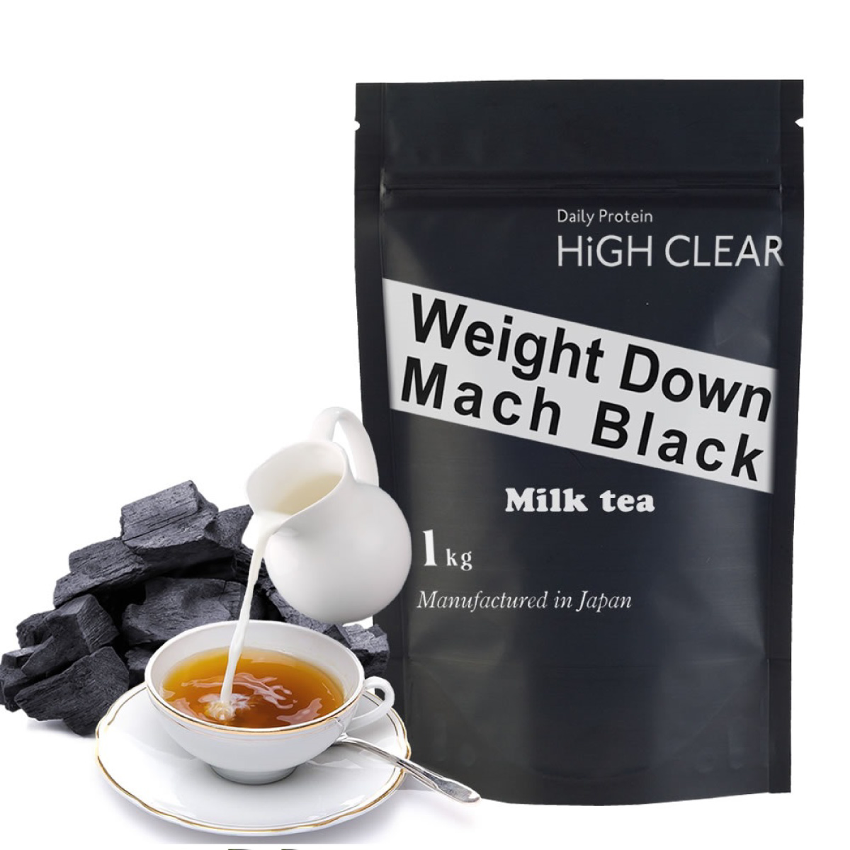 プロテイン ホエイ ソイ ウェイトダウンマッハ ブラック 炭 1kg ハイクリアー ホエイプロテイン ソイプロテイン 女性 男性 40代 50代 ダイエット 美容 国内製造 | HIGH CLEAR | 02