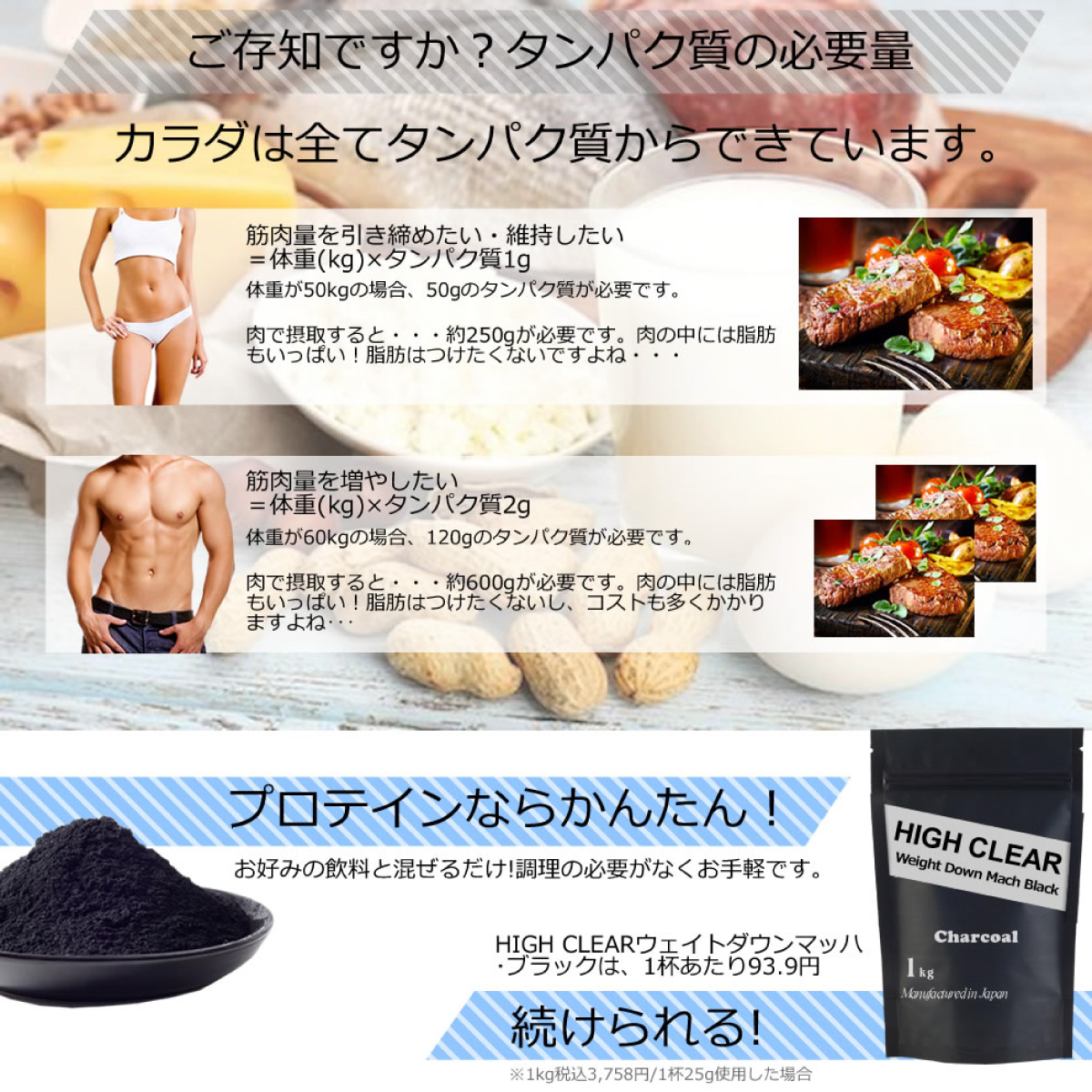 プロテイン ホエイ ソイ ウェイトダウンマッハ ブラック 炭 1kg ハイクリアー ホエイプロテイン ソイプロテイン 女性 男性 40代 50代 ダイエット 美容 国内製造 | HIGH CLEAR | 13