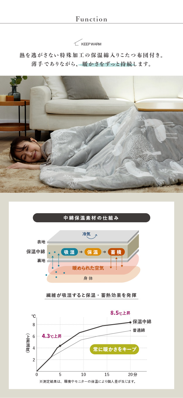 メーカー直送 こたつ布団 保温綿入りこたつ布団 北欧柄タイプ ヒート