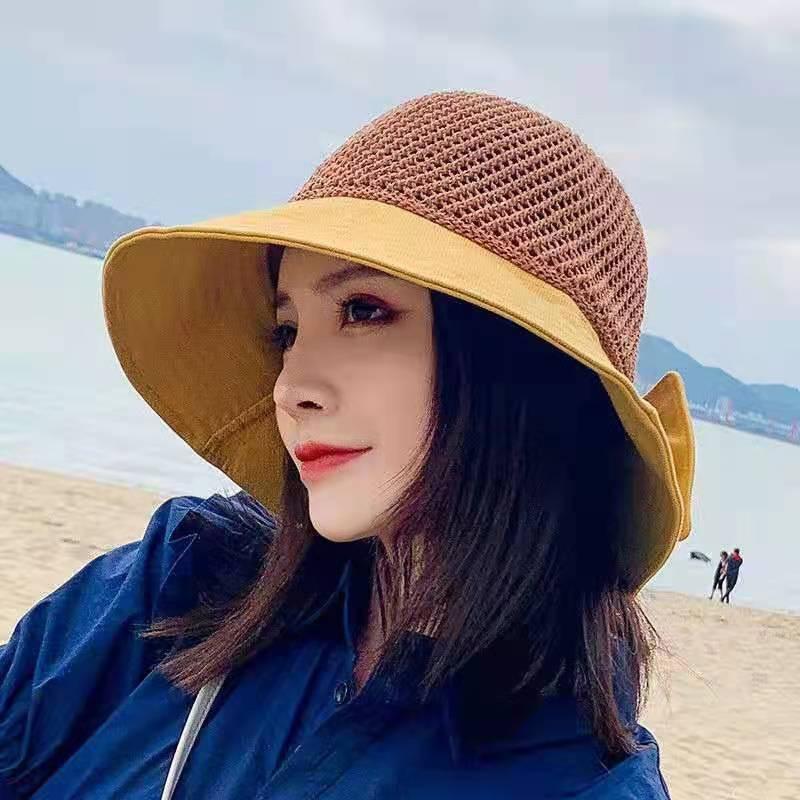 帽子 レディース uv 麦わら帽子 編み上げ 通気 蝶結び メッシュ 日よけ