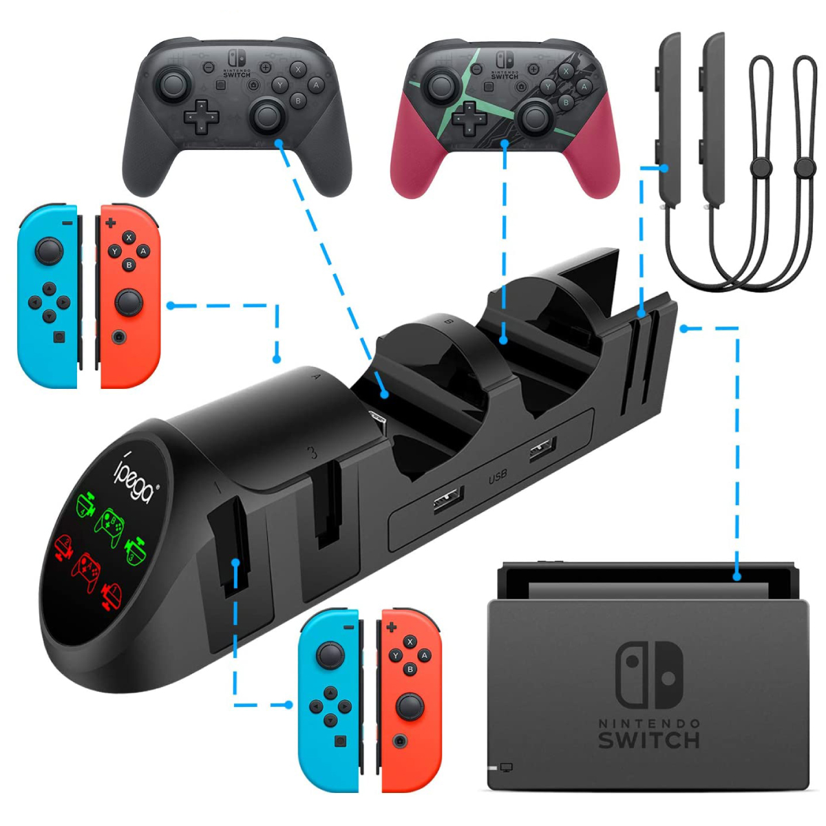 Nintendo Switch 充電器 6台同時充電 Joy-Con Proコントローラー 