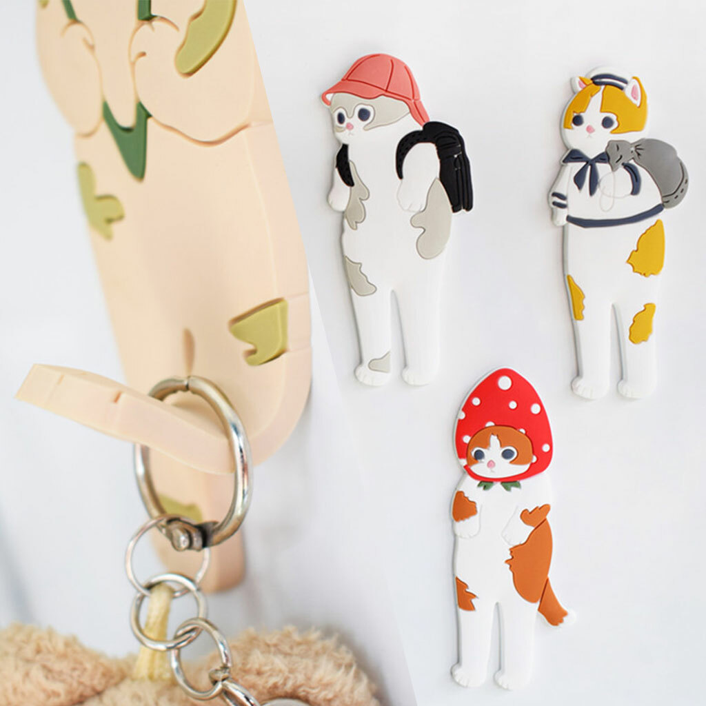 マグネットフック キーフック 鍵フック 磁石 かわいい ネコ三兄弟 飾り