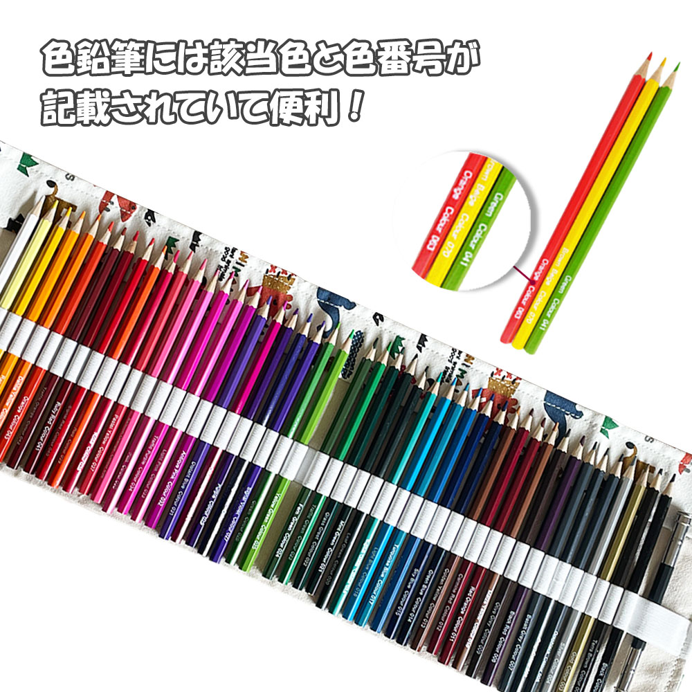 油性色鉛筆 48色 動物柄 収納付き 鉛筆削り付き 色鉛筆 いろえんぴつ